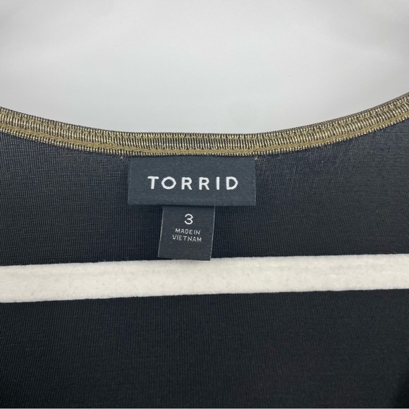 Torrid 3 Liquid Gold Wrap Top Holidays Party Disco - Picture 3 of 8